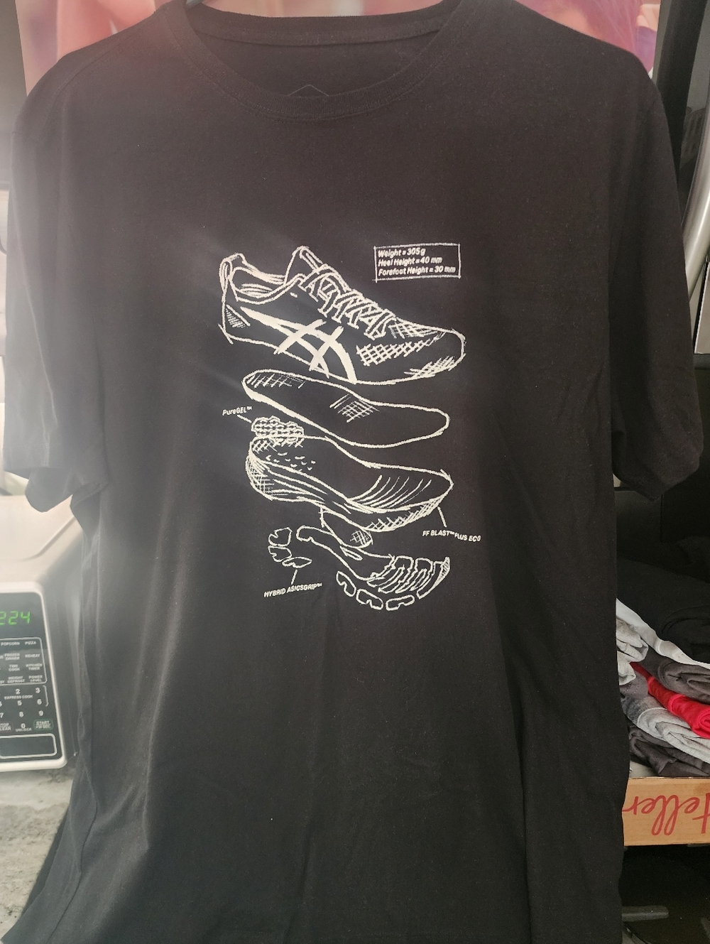 ASICS Black Tee with White Sneaker Diagram Graphic